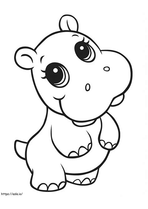 Cute Hippo Mother And Baby Hippo Coloring Page