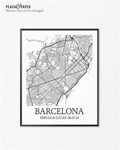 Barcelona Map Art Print Barcelona Poster Map Of Barcelona Decor