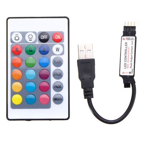 24 Keys Usb Led Controller With Remote Control For Dc5v 5050 Rgb Strip