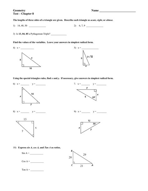 Geometry Name Test Chapter 8