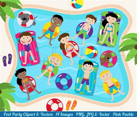 Pool Party Clipart Pool Party Clip Art For Pool Party Etsy