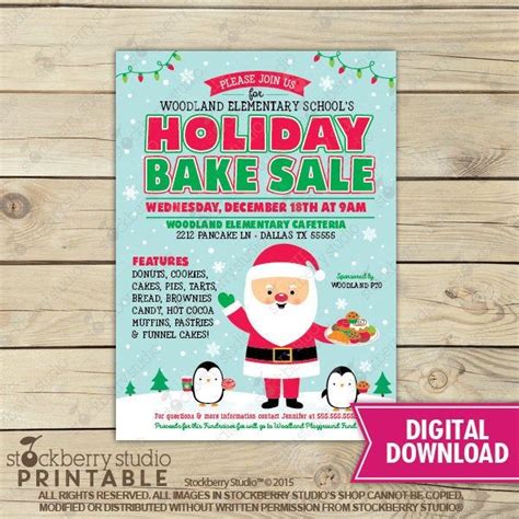Holiday Bake Sale Flyer Christmas Bake Sale Flyer Printable