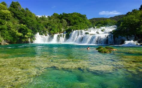 Plitvice Lakes Stepped Waterfalls On The River Krka National Park