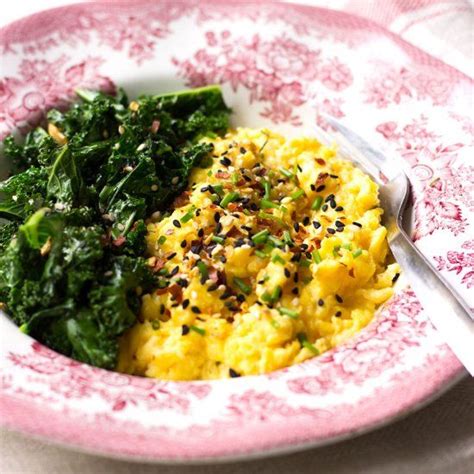 Sesame Scrambled Eggs With Garlic Kale Perfect For Breakfast Or Brunch