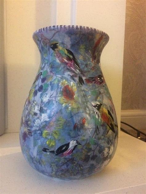 Luxury Decoupage Vase Ceramic Vase Hand Painted Vase Etsy Decoupage