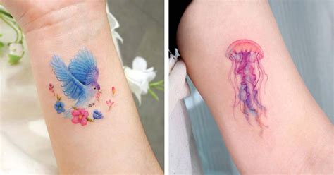 Delicate Watercolor Tattoos Look Like Theyre Painted Onto Peoples Skin