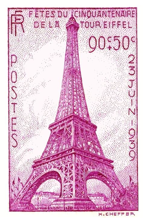 1939 France Eiffel Tower Postage Stamp By Retrographics Redbubble