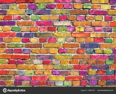 Multicolor Brick Wall Bright Color Stone Surface