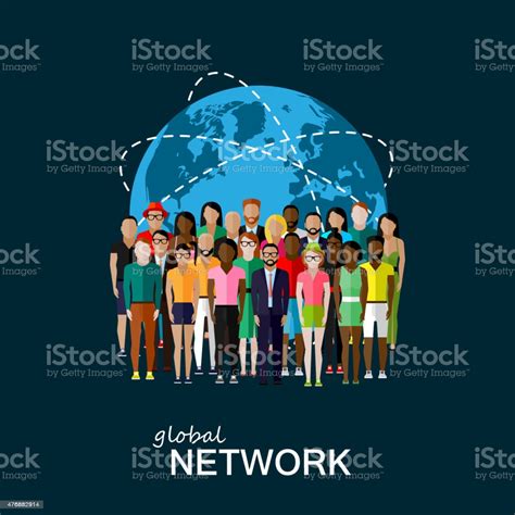 Vector Flat Illustration Of Society Members With Group Of People Stock ...