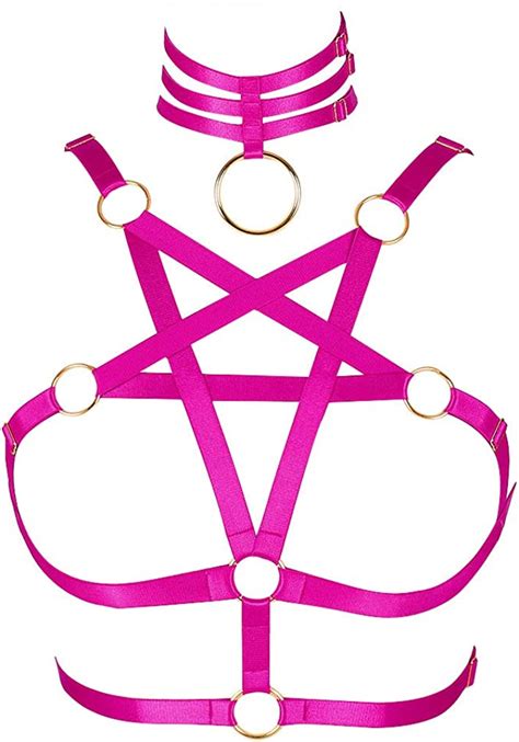 women s body pentagram harness bra lingerie punk gothic belt cage festival rave dance apparel
