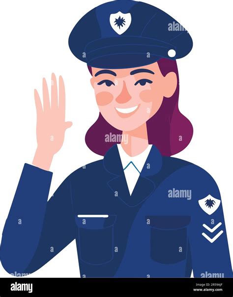 Beautiful Girl Police Officer In Uniform Vector Illustration Isolated