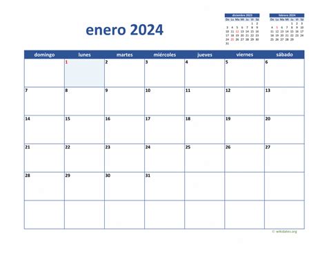 Calendario Enero 2024 De México