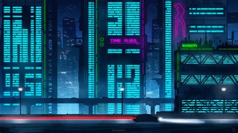Retrowave Futuristic City Neon Blue Night Cyber City Neon Sign