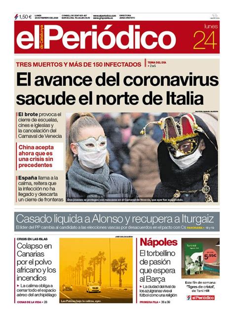 Noticias de hoy es un medio de información global sobre la actualidad. Prensa hoy: Portadas de los periódicos del 24 de febrero del 2020