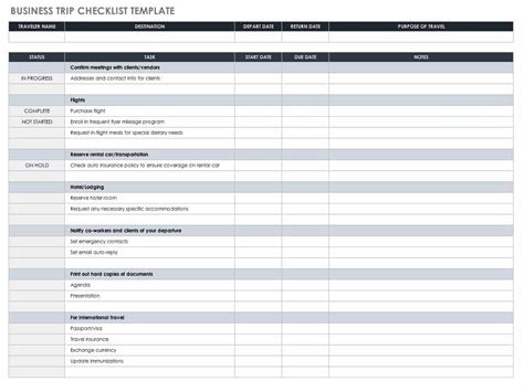 8 Document Checklist Template Sample Templates