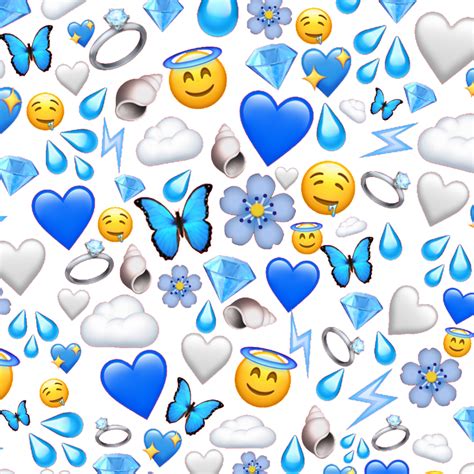 blue wallpaper bluewallpaper clouds cloud emojis emoji...