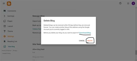 How To Permanently Delete A Blogger Blogspot Domain Account Step By Step Guide Blog Triggers