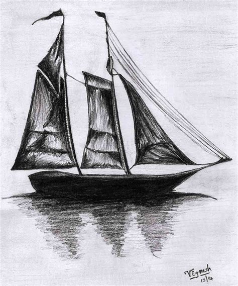 Pencil Drawings Of Boats Beautiful Boat Drawing Landscape Pencil
