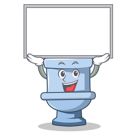 With Board Toilet Character Cartoon Style Stock Vector Image By