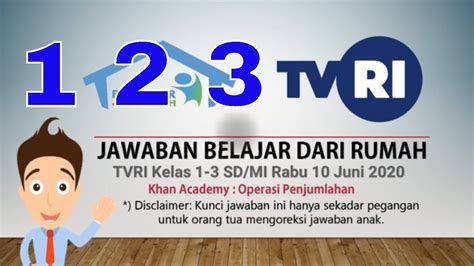 Soal Dan Jawaban TVRI Hari Ini Kelas 1 2 3 SD Rabu 11 Juni 2020 Kunci