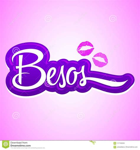 Besos Kisses Spanish Text Illustration With Red Lips