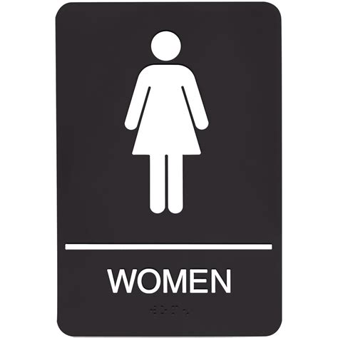 Portrait Red Women Restroom Sign With Symbol Rrep 7000 Whiteonred