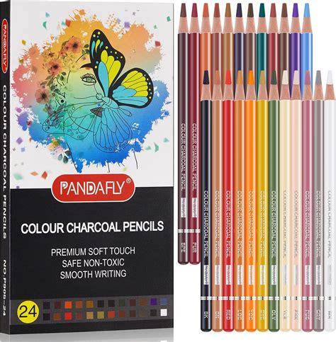 Pandafly Professional Colour Charcoal Pencils Drawing Set