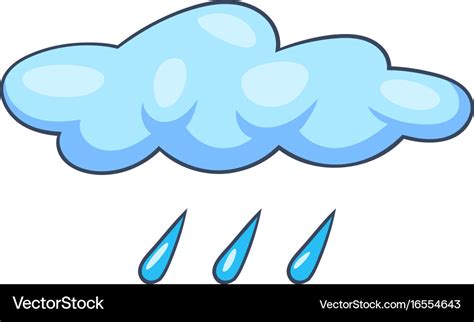 Blue Cloud Rain Icon Cartoon Style Royalty Free Vector Image