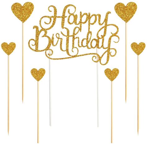 Mioparty Gold Glitter Letters Happy Birthday And Love Star Happy