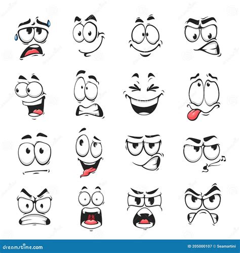 Face Expression Isolated Vector Feelings Icons Set Stock Vector