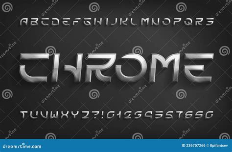 Chrome Alphabet Font Futuristic Chrome Letters And Numbers With Shadow