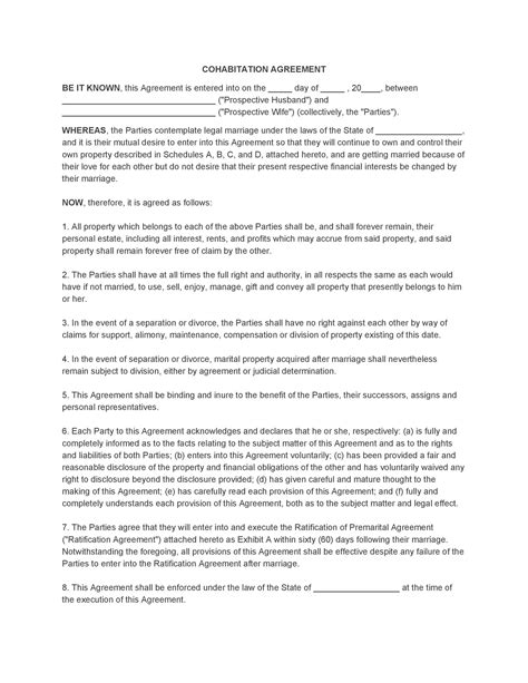 You and your attorney can use this sample as a guide in drafting a cohabitation agreement that best protects your interests and complies with the laws in effect. Cohabitation Agreement - 30+ Free Templates & Forms ᐅ ...