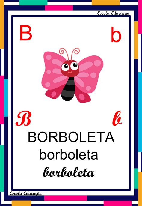 Alfabeto Ilustrado Letra B Escola Educação