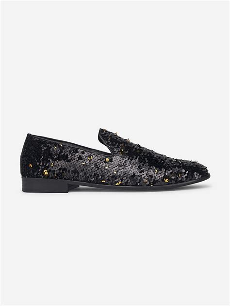 Buy Black And Gold Sequin Loafers For Men Online At Best Price Monkstory