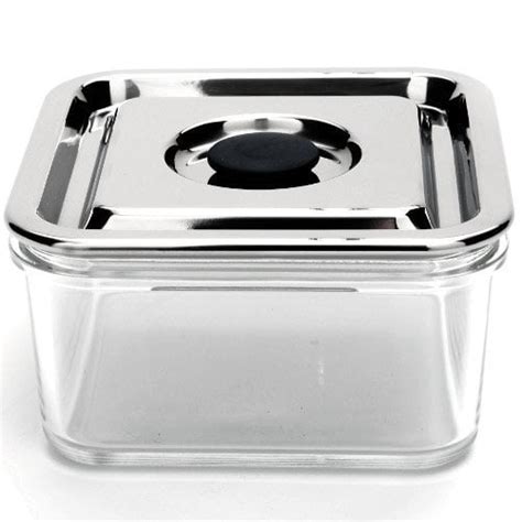 Onyx Medium Square Airtight Glass Container With 18 8 Stainless Steel Lid