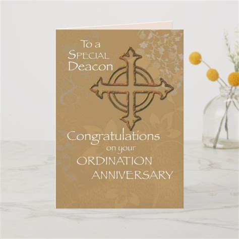 Deacon Anniversary Of Ordination Gold Cross Card Zazzle Ordination