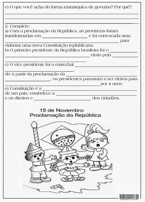Atividade Sobre Proclamação Da Republica 5 Ano