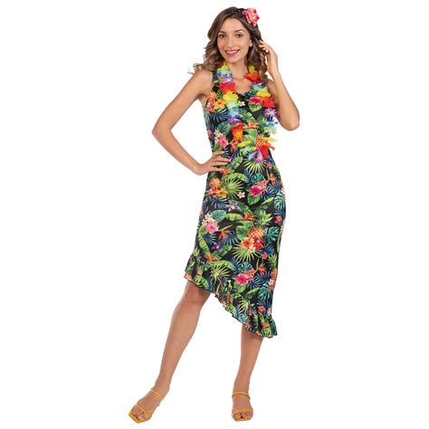 Adult Ladies Hawaiian Fancy Dress Costume Hula Luau Lei Flower Beach Party Ebay