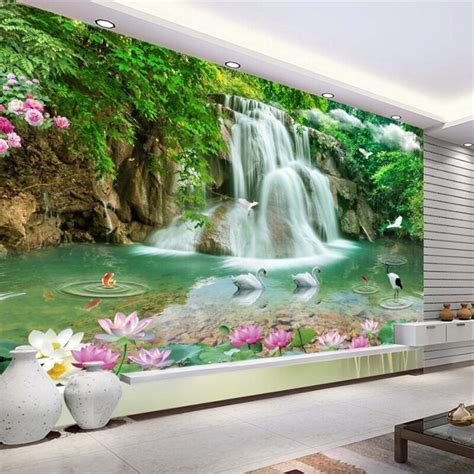 Beibehang Custom 3d Wallpaper Three Dimensional Landscape Waterfall