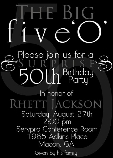 50th Birthday Invitations Printable Free