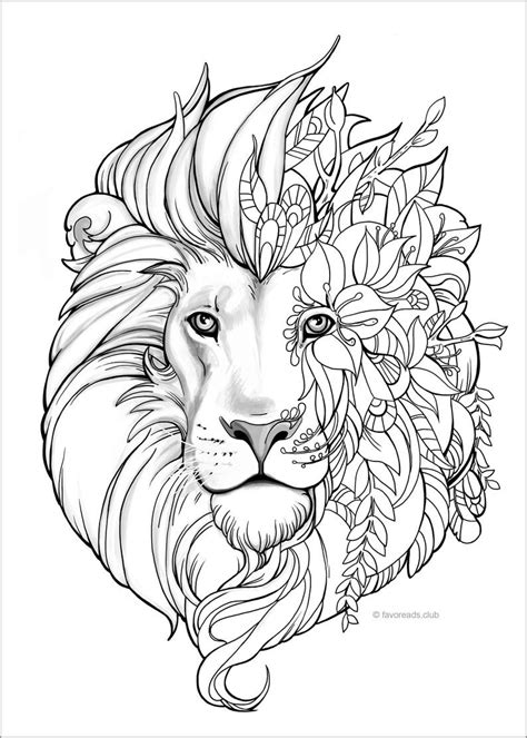Lion Colouring Pages For Adults Coloring Colored Free Printable Head
