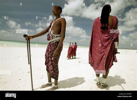 Masai People Paje Beach Zanzibar Island Tanzania Stock Photo