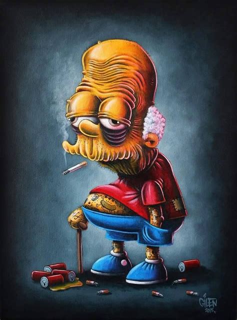 Old Bart Disney Stars Arte Lowbrow Realistic Cartoons Simpsons Art
