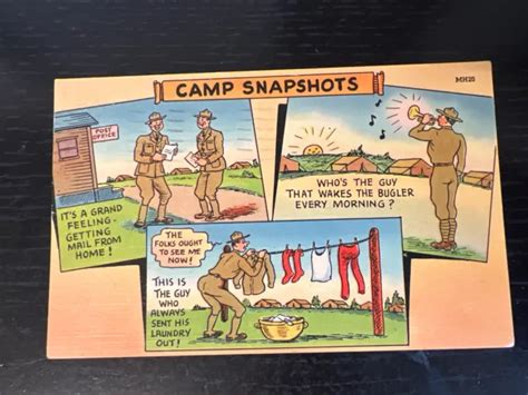 WWII CAMP SNAPSHOTS US Army Cartoon Postcard RD Training Bn Aberdeen ORTC PicClick