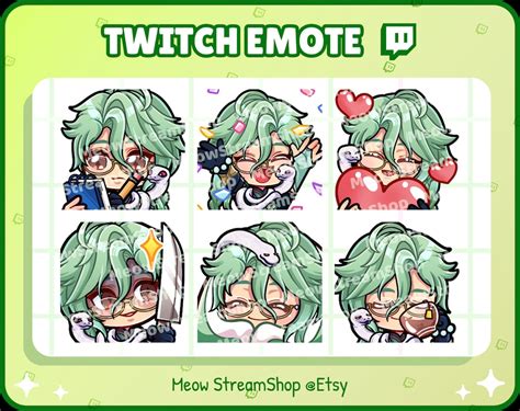 Twitch Emote Baizhu Emotes Pack 1 Note Hype Heart Knife Cozy Sip