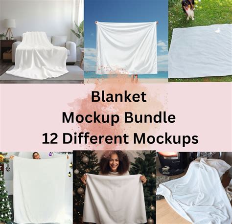 Soft Blanket Mockup Bundle White Blanket Mockup Velveteen Blanket