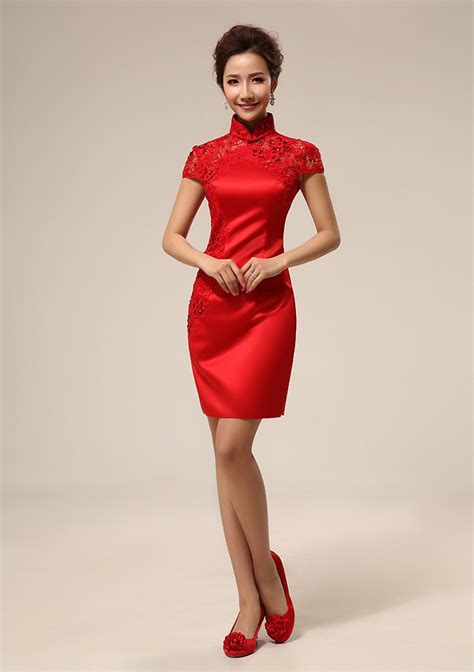 Shanghai Story Red Short Oriental Dress Chinese