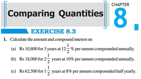 Chapter 8 Comparing Quantities Part 1 Exercise 83 And Basic Class