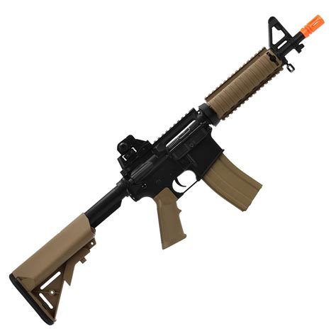 It has a 14.5 in (370 mm) barrel and a telescoping stock. Colt M4 CQB-R AEG Airsoft Rifle Tan Canada | Gorilla Surplus