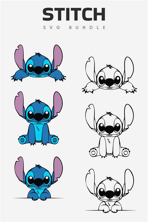 Stitch Svg Bundle 6 Files Master Bundles Silhouette Cameo 4 Disney